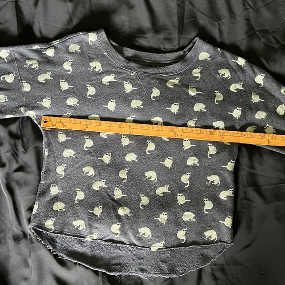 Vans Cat Motif Charcoal Gray Soft Lightweight Pullover Top Size Small - Picture 6 of 7